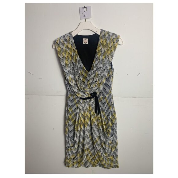 Anthropologie Eva Franco Mini Sleeveless Gray and Yellow Dress - Picture 1 of 2